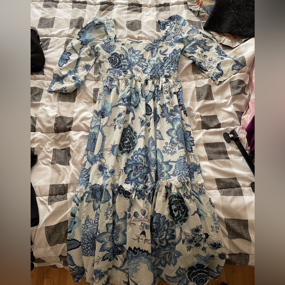 Floral Blue and White Dress
